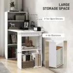 Modern Small Computer Desk with 6-Tier Storage Shelves Combo, Multipurpose Industrial Wood Desk Workstation for Home Office, White - Image 5