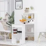 Modern Small Computer Desk with 6-Tier Storage Shelves Combo, Multipurpose Industrial Wood Desk Workstation for Home Office, White - Image 9