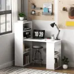 Modern Small Computer Desk with 6-Tier Storage Shelves Combo, Multipurpose Industrial Wood Desk Workstation for Home Office, White - Image 10