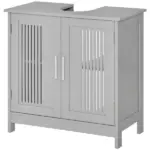 Modern Under Sink Cabinet 2 Doors Bathroom Vanity Pedestal Design Adjustable Shelves Grey - Image 13