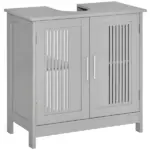 Modern Under Sink Cabinet 2 Doors Bathroom Vanity Pedestal Design Adjustable Shelves Grey