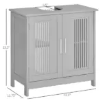 Modern Under Sink Cabinet 2 Doors Bathroom Vanity Pedestal Design Adjustable Shelves Grey - Image 3