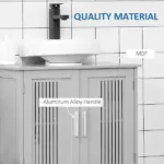 Modern Under Sink Cabinet 2 Doors Bathroom Vanity Pedestal Design Adjustable Shelves Grey - Image 6