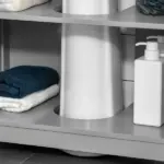 Modern Under Sink Cabinet 2 Doors Bathroom Vanity Pedestal Design Adjustable Shelves Grey - Image 9