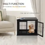 Modern Wooden Dog Crate Furniture Double Door for Small Dogs Stylish Black - Image 5