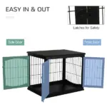 Modern Wooden Dog Crate Furniture Double Door for Small Dogs Stylish Black - Image 6