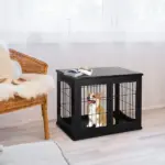 Modern Wooden Dog Crate Furniture Double Door for Small Dogs Stylish Black - Image 10
