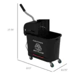 HOMCOM Mop Bucket with Wringer on Wheels 21 Quart Floor Cleaning Black Separate Dirty Clean Water System - Image 3