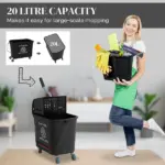 HOMCOM Mop Bucket with Wringer on Wheels 21 Quart Floor Cleaning Black Separate Dirty Clean Water System - Image 4