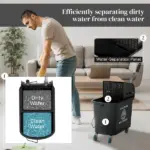 HOMCOM Mop Bucket with Wringer on Wheels 21 Quart Floor Cleaning Black Separate Dirty Clean Water System - Image 5