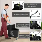 HOMCOM Mop Bucket with Wringer on Wheels 21 Quart Floor Cleaning Black Separate Dirty Clean Water System - Image 6