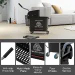 HOMCOM Mop Bucket with Wringer on Wheels 21 Quart Floor Cleaning Black Separate Dirty Clean Water System - Image 8