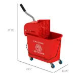 HOMCOM Mop Bucket with Wringer on Wheels 21 Quart Floor Cleaning Red Separate Dirty Clean Water System - Image 3