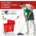 HOMCOM Mop Bucket with Wringer on Wheels 21 Quart Floor Cleaning Red Separate Dirty Clean Water System - Image 7