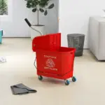 HOMCOM Mop Bucket with Wringer on Wheels 21 Quart Floor Cleaning Red Separate Dirty Clean Water System - Image 10