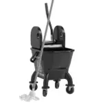 Mop Bucket with Wringer on Wheels for Floor Cleaning, 27.5 Quart Down Press Wringer with Handle and Mop, Black - Image 11