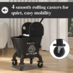 Mop Bucket with Wringer on Wheels for Floor Cleaning, 27.5 Quart Down Press Wringer with Handle and Mop, Black - Image 6