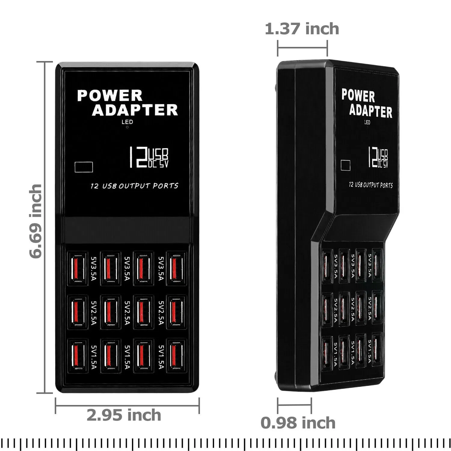 12-Port USB Desktop Charging Station Hub, Up to 3.5A per Port