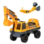Multi-functional Construction Ride-On Excavator Digger Toy, Bulldozer with Storage, Light, Music, Yellow - Image 11