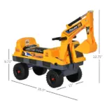 Multi-functional Construction Ride-On Excavator Digger Toy, Bulldozer with Storage, Light, Music, Yellow - Image 3