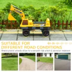 Multi-functional Construction Ride-On Excavator Digger Toy, Bulldozer with Storage, Light, Music, Yellow - Image 4