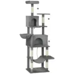 PawHut Multi-Level Cat Tower, 80 Inch Tall Cat Tree, with 2 Condos, 2 Hammocks, 6 Sisal Scratching Posts, Dark Gray