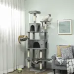 PawHut Multi-Level Cat Tower, 80 Inch Tall Cat Tree, with 2 Condos, 2 Hammocks, 6 Sisal Scratching Posts, Dark Gray - Image 10