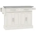 Narrow Kitchen Island, Mobile Island Cart with Hiding Wheels, 2 Drowers, Spice Rack Towel, for Home, Dinning Room, Cream White - Image 12