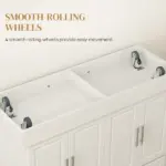 Narrow Kitchen Island, Mobile Island Cart with Hiding Wheels, 2 Drowers, Spice Rack Towel, for Home, Dinning Room, Cream White - Image 6