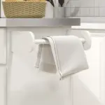 Narrow Kitchen Island, Mobile Island Cart with Hiding Wheels, 2 Drowers, Spice Rack Towel, for Home, Dinning Room, Cream White - Image 9