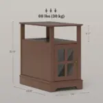 Narrow Side Table End Table with Charging Station, USB Ports, Modern End Table with Storage for Living Room, Brown - Image 3