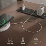 Narrow Side Table End Table with Charging Station, USB Ports, Modern End Table with Storage for Living Room, Brown - Image 4