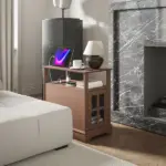 Narrow Side Table End Table with Charging Station, USB Ports, Modern End Table with Storage for Living Room, Brown - Image 8