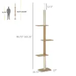 Natural Floor-to-Ceiling Cat Tree, Sisal-Covered Scratching Posts, Light Brown - Image 3