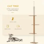 Natural Floor-to-Ceiling Cat Tree, Sisal-Covered Scratching Posts, Light Brown - Image 4