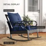 Nautical Rocking Chair, Outdoor Wicker Rattan, Blue Cushions, Porch Relaxation - Image 6