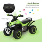 NO Power Kids Ride On Push Car, w/ Music, Lights for 1.5-3, Green - Image 6