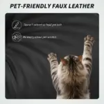 Office Chair with Massage, Pet-Friendly Faux Leather Reclining Desk Chair with Lumbar Support, Footrest, Black - Image 7