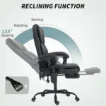 Office Chair with Massage, Pet-Friendly Faux Leather Reclining Desk Chair with Lumbar Support, Footrest, Black - Image 8