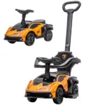 Licensed Lamborghini 2 in 1 Toddler Ride On Push Car with Horn and Storage, Orange