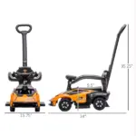 Licensed Lamborghini 2 in 1 Toddler Ride On Push Car with Horn and Storage, Orange - Image 3