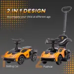 Licensed Lamborghini 2 in 1 Toddler Ride On Push Car with Horn and Storage, Orange - Image 4