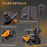 Licensed Lamborghini 2 in 1 Toddler Ride On Push Car with Horn and Storage, Orange - Image 7