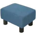 HOMCOM Ottoman Foot Rest Small Foot Stool Linen Fabric Cube for Living Room Blue - Image 11