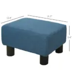 HOMCOM Ottoman Foot Rest Small Foot Stool Linen Fabric Cube for Living Room Blue - Image 3