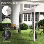 Outsunny Outdoor 10 x 10 Canopy Pop-Up Tent with Sidewalls Instant Setup 4 Mesh Walls for Party Events Beige - Image 6