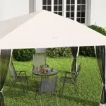 Outsunny Outdoor 10 x 10 Canopy Pop-Up Tent with Sidewalls Instant Setup 4 Mesh Walls for Party Events Beige - Image 8
