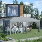 Outsunny Outdoor 10' x 20' Patio Gazebo Outdoor Pop-Up Canopy with Sidewalls, 6 Mesh Walls for Party, Events, Backyard, Lawn, Gray - Image 2