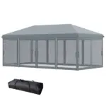 Outsunny Outdoor 10' x 20' Patio Gazebo Outdoor Pop-Up Canopy with Sidewalls, 6 Mesh Walls for Party, Events, Backyard, Lawn, Gray - Image 11