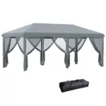 Outsunny Outdoor 10' x 20' Patio Gazebo Outdoor Pop-Up Canopy with Sidewalls, 6 Mesh Walls for Party, Events, Backyard, Lawn, Gray - Image 12